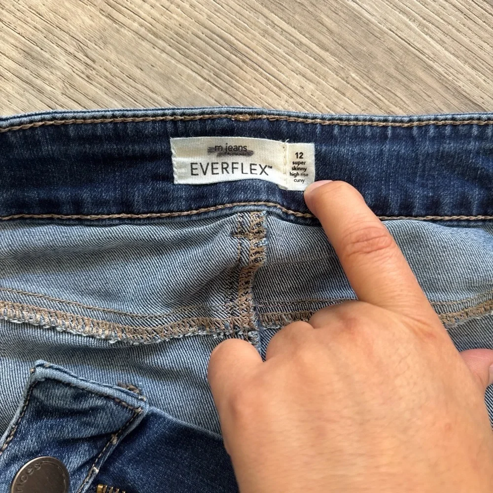 Maurices everflex m.jeans super skinny high rise Curvy blue jeans size 12 - Picture 2 of 8